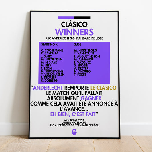 Clásico Winners - RSC Anderlecht Print (FR)
