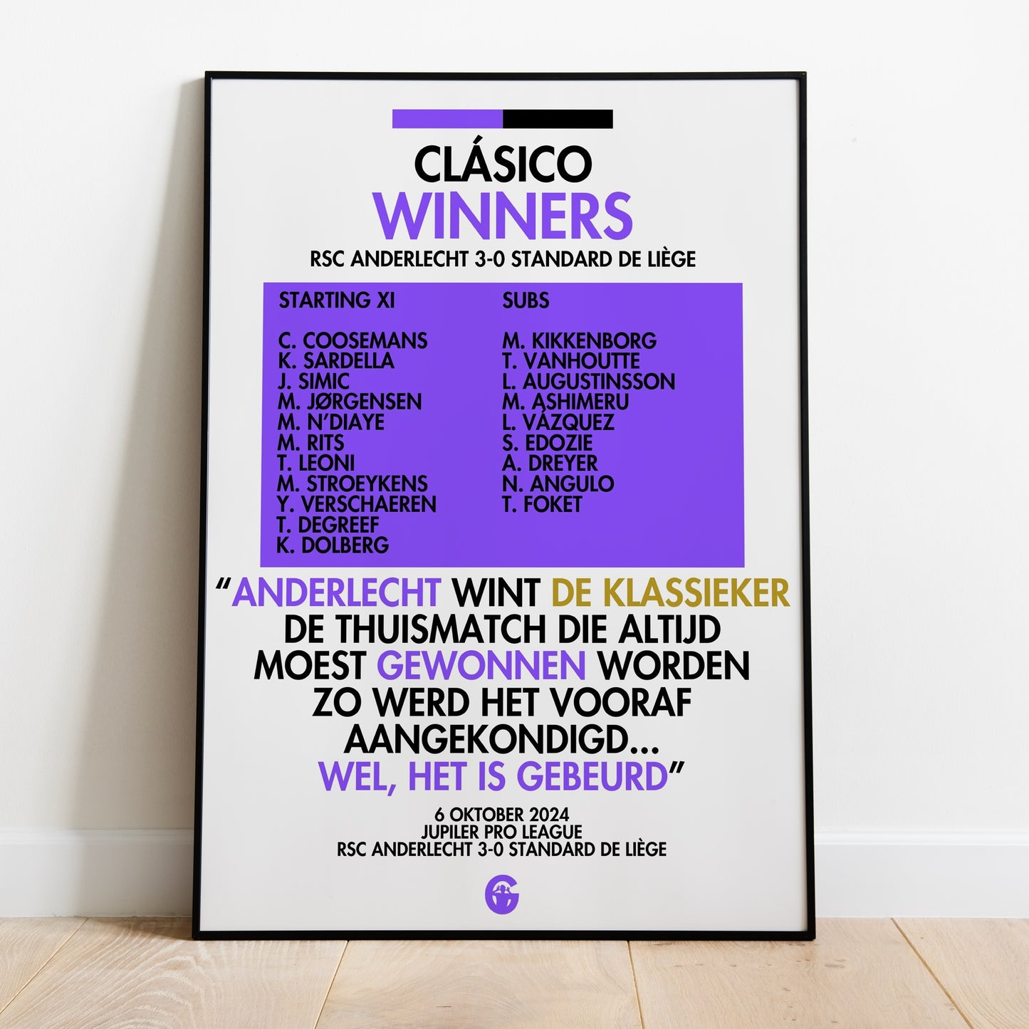 Clásico Winners - RSC Anderlecht Print