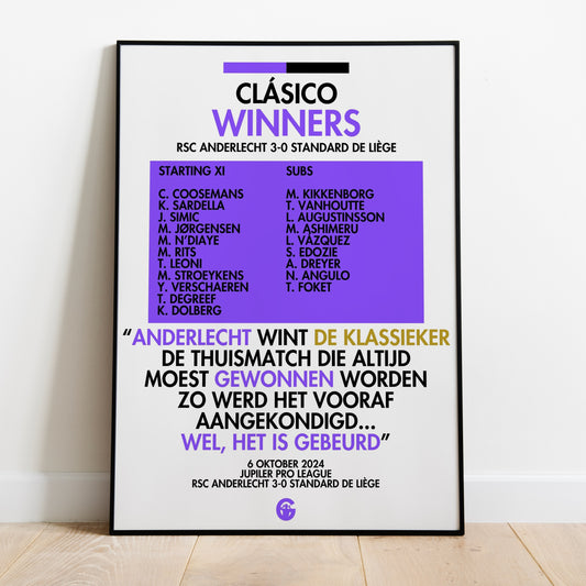 Clásico Winners - RSC Anderlecht Print